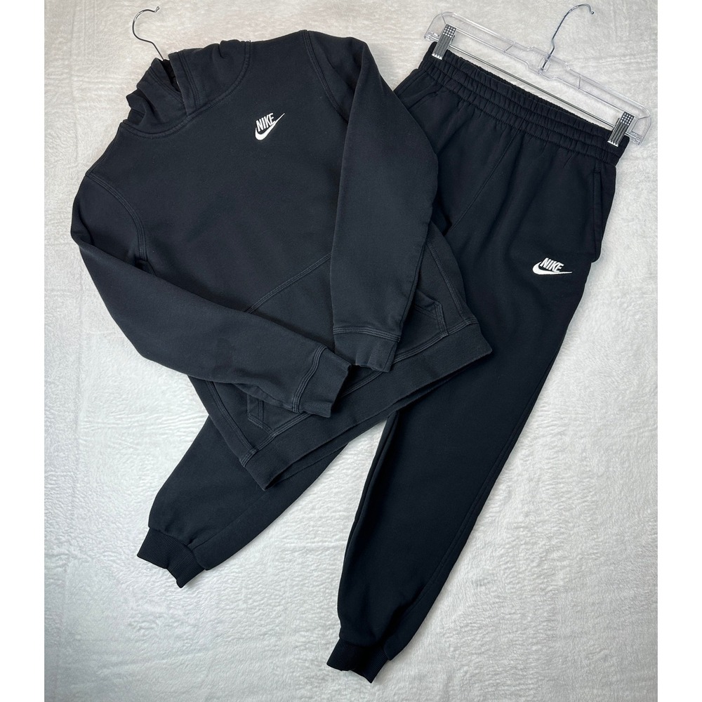Nike Tracksuit Youth Large Black Fleece Hoodie and Joggers Set